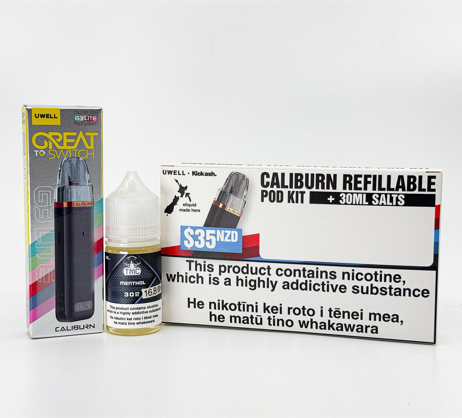 Caliburn G3 Lite Refillable Pod Kit - The Mushroom Cloud Salts - Menthol